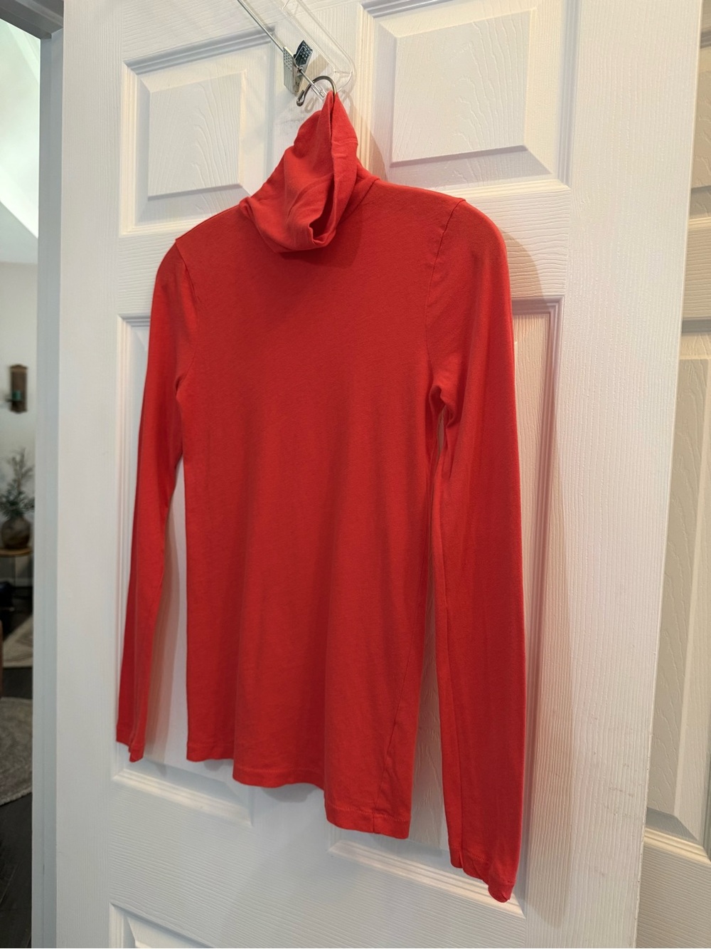 J. Crew Women’s 100% Cotton  Coral-Red Tissue Turtleneck T-Shirt